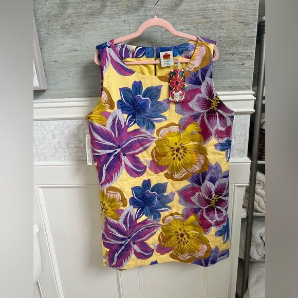 NWT new XL FARM Rio Anthropologie quilted shift dress sleeveless floral yellow - Picture 7 of 17